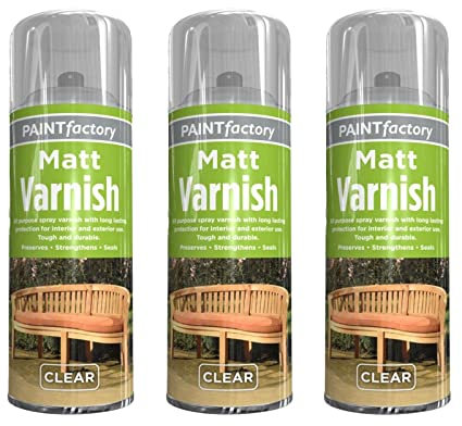 PNJB, 3 x 200ML Clear Varnish Professional Matt Finish Spray Wood Color Paint All Purpose, Varnish Clear Matte Finish Interior/Exterior Protection (3 Pcs)