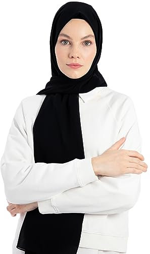 YUFFQOPC Hijab Muslimisches Kopftuch Damen Premium ChiffonModerne islamische Chiffon Kopftücher für Damen Damen Tuch Schal Türkische Premium Qualität (Schwarz)