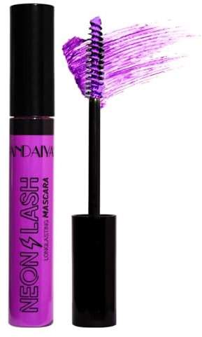 Neon Mascara UV Glow Rainbow Colorful Mascara Natural Lengthening and Thickening Effect No Clumping Waterproof Smudge-Proof Mascara (# Color 06)