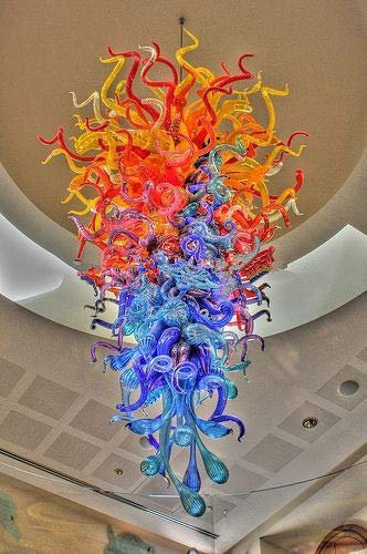 CENAP Lámpara Colgante Moderna LED, lámpara de Cristal soplada Hecha a Mano de Cristal de Murano Dale Chihuly Moderna Grande del Hotel