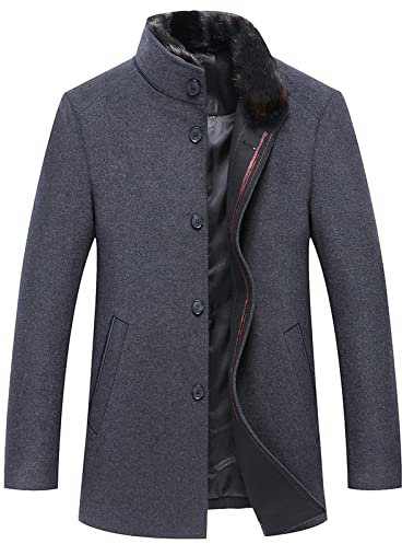 Fulidngzg Cappotti Uomo Invernali, Invernale Slim Fit Lavoro Spolverino Casual Colletto Risvolto Giacca Elegante Lana Trench Monopetto Business Cappotto Outerwear Sottile