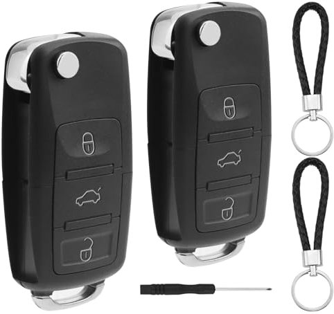 LbsAMP 2 Pieces 3 Button Remote Control Car Key Shell Case Replacement Compatible with VW Golf5 Mk6 Polo Sharan Bora Beetle Passat Touran Transporter Seat Ibiza Skoda Octavia Car Key Fob
