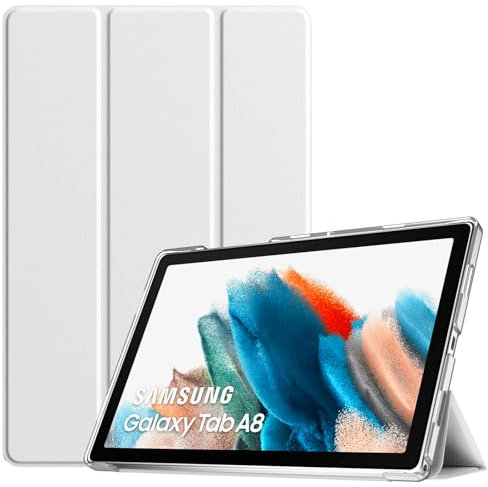 TiMOVO Custodia Protettiva Compatibile con Galaxy Tab A8 10,5 Pollici 2021 2022 (SM-X200 / SM-X205), Sottile e Leggero, Auto Sveglia/Sonno, Retro Semi-Trasparente Rigido, Bianco