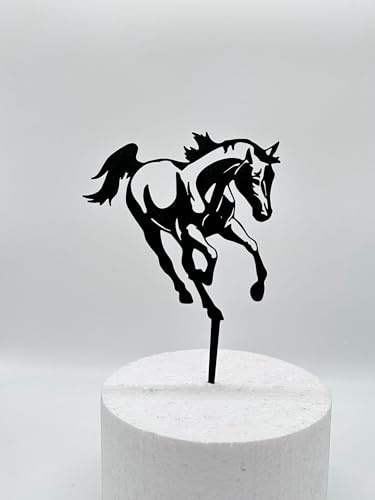 Pferd Pony Cake Topper Geburtstag Torten Stecker (Schwarz)