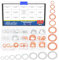 Glarks 160pcs Kupfer und Aluminium Öl Drain Plug Crush Unterlegscheibe Dichtung Sortiment, M6 M8 M10 M12 M14 M16 M18 M20 Kupfer Crush Unterlegscheibe und Aluminium Öl Plug Dichtung Set