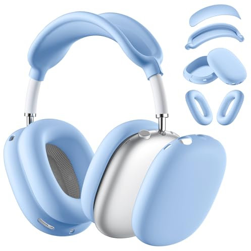 Maledan Hülle Kompatibel mit AirPods Max Hülle Case, Weiche Silikon Ohrpolster Abdeckung+ Ohrmuscheln Schutzhülle+Stirnband Cover, Kratzfest Accessories Zubehör für Apple AirPods Max Kopfhörer,Lila