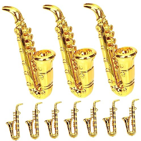 VICASKY 10 Stück Musikinstrument Modell Miniatur Saxophon Dekoration Winziges Saxophon Miniatur Musikdekoration Kleines Saxophon Miniatur Dekor Musikspielzeug