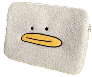 Attria Cutecore Y2K Puffy Laptop Sleeve Duck Patterned Laptop Case Kawaii Notebook Cover Comfyable Laptop Bags 11-15.6 Inch (15-15.6 Inch,White)