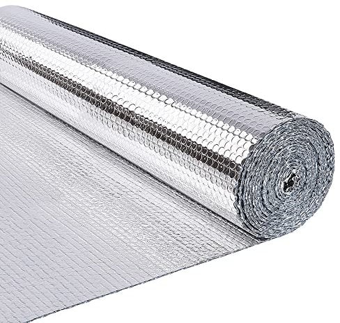 VOUNOT® Aislante Térmico Reflexivo 20x1.22 m Aluminio y Burbujas, Lámina Aislante Doble Cara para Frío y Calor 3.2mm, Aislamiento Radiadores para Paredes, Techo, Suelo, Furgonetas, Buhardillas, Garaje