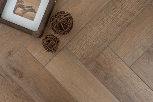 Klick Vinyl Bodenbelag Fischgräten Optik dunkel SPC Vinylboden Eiche rustikal ideal für Wohnzimmer und Schlafzimmer