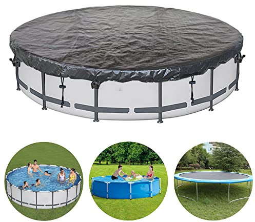 SIHAIAN 14 FT Pool Cover Winter Round Pool Cover Solar Covers for Above Ground Pools Round Pool Weather Cover Easy Installation Pool Cover Ideal for Waterproof and Dustproof (Black)