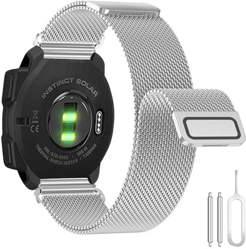 Supore Armband für Garmin Instinct 2, 22mm Metal Edelstahl Ersatzarmband Milanese Armband für Garmin Instinct, Instinct Tactical, Instinct Tide, Instinct Esports, Instinct Solar
