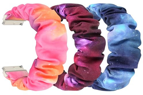 FTYQUEE Lot de 3 bracelets chouchous élastiques compatibles avec les bracelets de montre de 16 mm, 18 mm, 19 mm, 20 mm, 22 mm, à dégagement rapide pour homme et femme, 20mm-Small Size, Pas de gemme