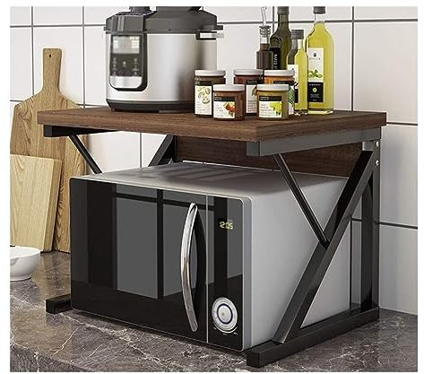 KHLMSRXJ Soporte para microondas de 2 Niveles, Placa de Rejilla para Horno microondas, Marco de Acero, Soporte para microondas, Estante de Cocina, Estante para condimentos, Estante de almac