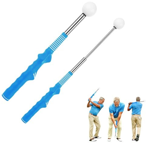 Retractable Golf Swing Trainer Golf Swing Training Aid Portable Golf Grip Trainer Golf Training Aid for Strength Grip Tempo & Flexibility Training, Swing Correction Practice ,Chipping,Driving-Blue