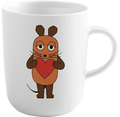 KAHLA DieMaus Becher 0,35 l Herz Maus | weißer Becher im Sendung mit der Maus Design