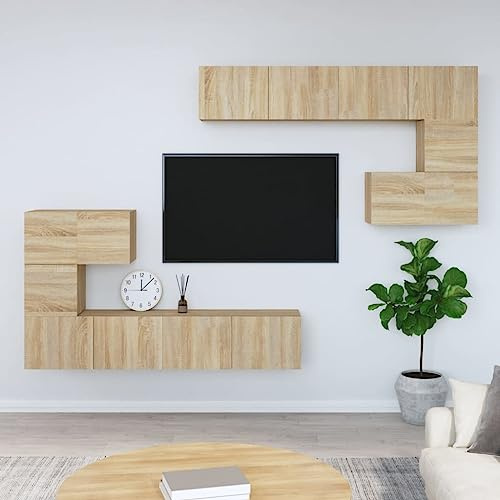 BOWEKAM Meubles, centres de divertissement et supports TV, meuble TV mural en bois de chêne sonoma