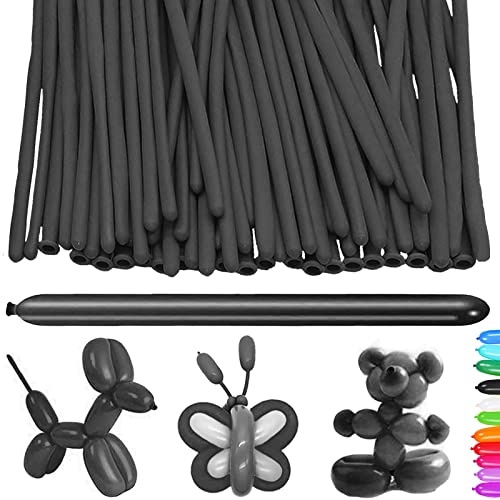 AUNGKWANG Lange Ballons, 100 Stück Schwarz Modellierballons, Luftballons zum Formen, Schwarz Luftballons Lang Formbar, Magischer Ballon, für Geburtstage Veranstaltungen Dekoration, Partys, Hochzeiten