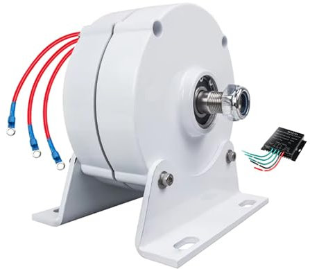 Asdfeop Generatore a Magnete Permanente 900W 12V 24V 48V CA trifase alternatore Senza Ingranaggi Adatto per generatori idroelettrici e Turbine eoliche (con Base)