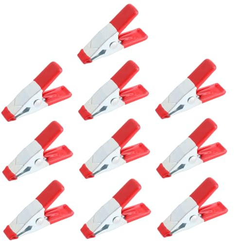 Hoement 10pcs Heavy Duty Carbon Steel Spring Clamps Tent Clips for Camping Outdoor Use Strong Alligator Clip Holders with Rubber Coated Grip for Tarpaulin Plant Covers Canopy and Grill