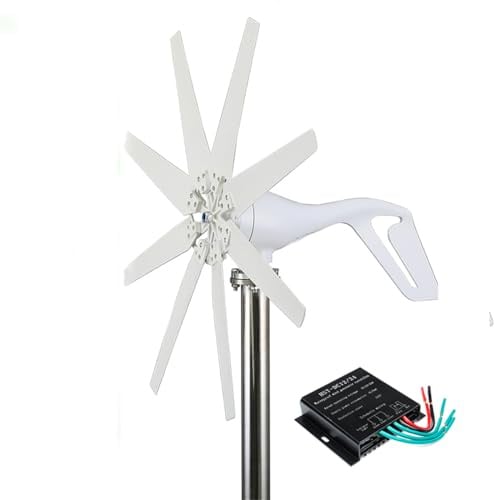 HYZHANHONG 12V, 8-Blatt-Windturbinen-Generator für den Haushalt, horizontaler Kleiner Mini-Windgenerator mit Controller für Straßenlaterne, Garten, Bauernhof, Hausgebrauch, 10000W - 24V