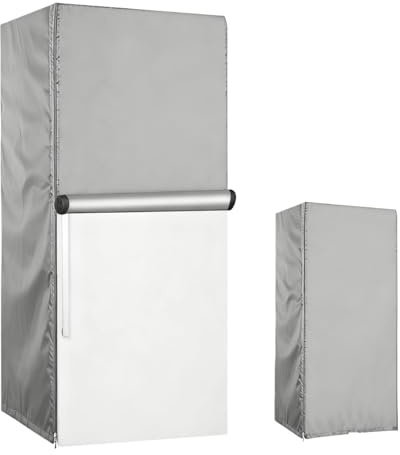 Funda Impermeable para Refrigerador y Congelador Vertical, Tela Oxford 420D - Protección para Refrigeradores de Bebidas y Congeladores Exteriores (Gris, 92 * 77 * 183cm)