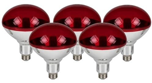 CLAR – Ampoule Chauffante 250W E27, Lampe Infrarouge Rouge pour Terrarium, Chiens, Thérapie de Chaleur, Lampe Chauffante Animaux (Pack 5)