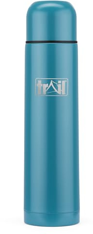 Trail Bullet Vacuum Flask, Camping & Travel, 1000ml, Teal | Double-Walled Vacuum Insulation, Stainless Steel, Hot 12hrs & Cold 24hrs, Leak-Proof Twist-&-Pour Stopper, Lid Doubles as Cup