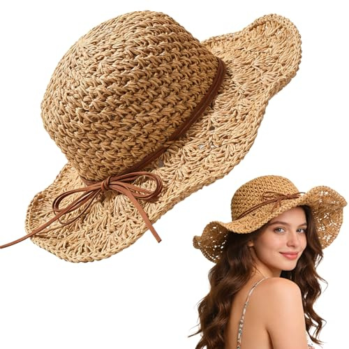 Sombrero de Paja Mujer, Sombrero Mujer Verano, Sombreros Playa Mujers, Sombreros Verano Mujers, Accesorios de Verano para Playa, Vacaciones, Viajes y Actividades al Aire Libre