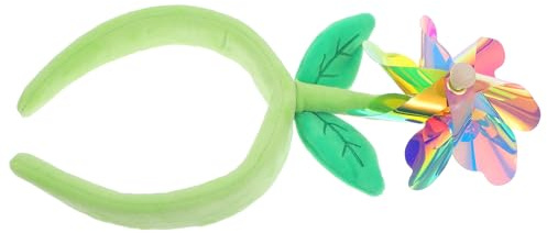 Operitacx Green Fabric Headband with Unique Windmill Flower Design, Suitable for Hair Types, Secure Fit Hair Hoop Headband for Girls and Women