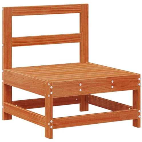 vidaXL Garten Mittelssofa Massives Kiefernholz Wachsbraun, Modernes Outdoor-Sofa, Modulare Sitzmöglichkeiten, Garten- und Terrassenmöbel, Recheckiges Kiefer-Sofa für stylisches Lounge-Flair