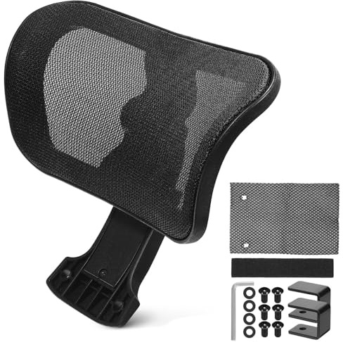 EXCEART Appui-tête de Chaise d'ordinateur réglable en Hauteur Support de tête Noir en Tissu pour Chaise de Bureau Gaming été