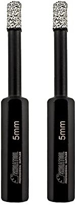 SHDIATOOL Dry Diamond Drill Bits Set HEX Shank 2pk 5mm for Porcelaun Tile Ceramics Marble