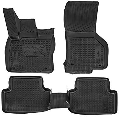 J&J AUTOMOTIVE | 3D Gummimatten Auto Matten Fussmatten Kompatibel mit Octavia 3, 2013-2019, 4, ab 2019, Rand 4-5 cm, Allwetter, 4Tlg, Premium Qualität