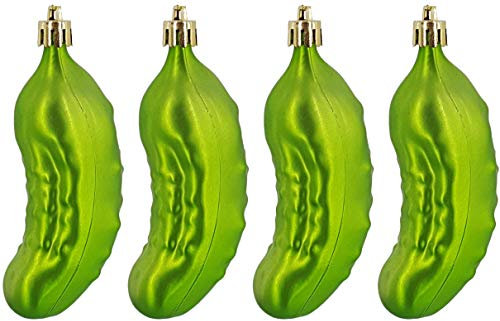 My-goodbuy24 Weihnachtsbaumanhänger Weihnachtsgurke Saure Gurke - bruchsicher - Baumschmuck Weihnachten grün - hoch 11,5 cm - Festliche Weihnachtsdekoration (4 Stück)