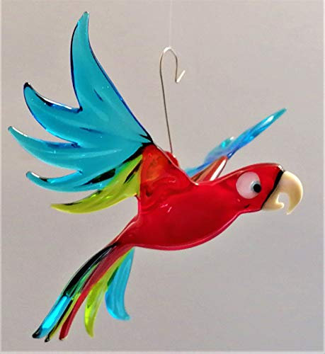 Glasvogelwelt Hängevogel, Papagei (rot-grün-hellblau)