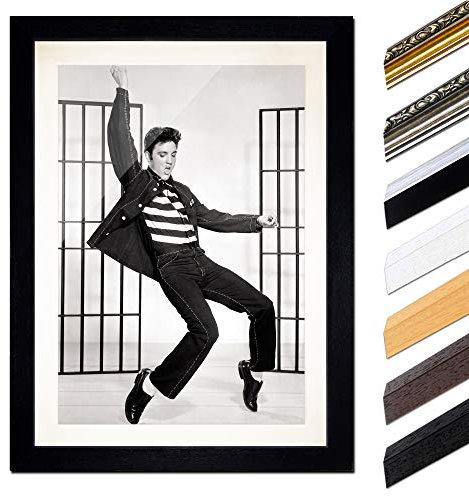 Bild mit Rahmen - Elvis Presley I 20x30 cm ca. A4 - Gerahmter Kunstdruck inkl. Galerie Passepartout Berühmtheiten & Zeitgeschichte - Rahmen schwarz