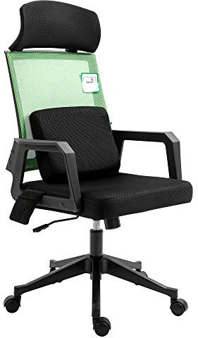 Cherry Tree Furniture Beni Plus Mesh Fabric Swivel Office Chair with Vibrating Massage Lumbar Cushion (Green)