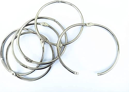 Lot de 6 grands anneaux de reliure en métal de 8,9 cm, faciles à ouvrir et à fermer, anneaux de rideau de douche circulaires argentés de 8,9 cm pour rideau, salle de bain, décoration d'intérieur