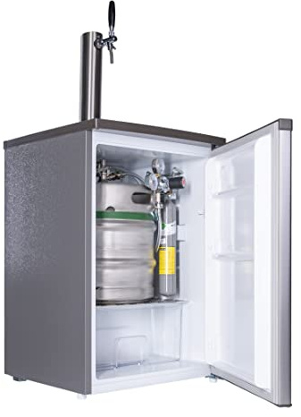 Gastrobedarf Westerbarkey Zapfanlage Bierbar Silber für max 30l Fässer mit Schanksäule, Uhr, 0,5kg oder 2kg Co², Keg Typ M, S oder D (Keg Typ M) & 500g Co²