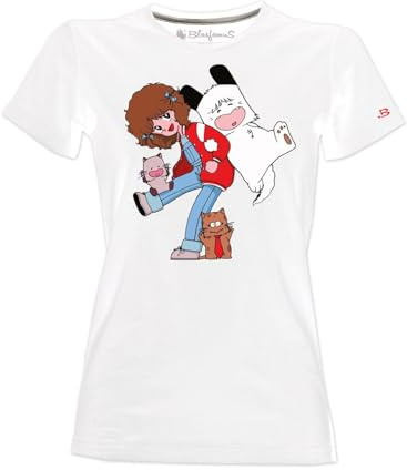 Blasfemus T-Shirt Donna Cartoni Anni 80 (Bianco, L)