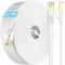 Ethernet Cable 50m Cat 7, High Speed Flat Internet Cable Extra Long 50 Meters White LAN Cable Gigabit Rj45 Patch Cable FTP Shielded Network Cable 160ft for Router Modem