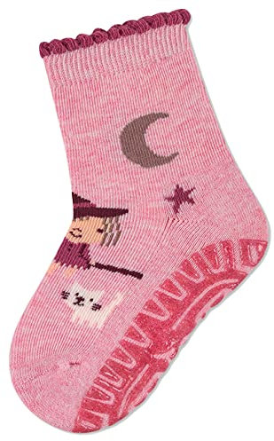 Sterntaler Baby Mädchen Fliesen Socken Baby Glitzer-Flitzer AIR Hexe Strümpfe - Fliesen Rutsch Socken Baby - mit Vollplüsch - rosa meliert, 18
