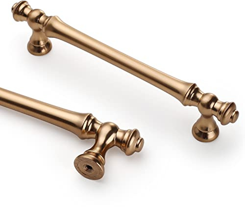 Asidrama 10 Pack 5 Inch(128mm) Champagne Bronze Kitchen Cabinet Handles,Brushed Brass Cabinet Pulls Kitchen Cabinet Hardware for Cupboard Gold Drawer Pulls