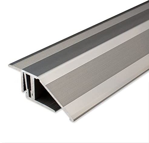 PROVISTON | Ausgleichsprofil | Aluminium | Edelstahloptik | Breite 50.5 mm | Höhe 24 mm | Länge 1000 mm | Gebohrt | Klicksystem | Anpassungsprofil | Übergangsprofil | 1 Stück