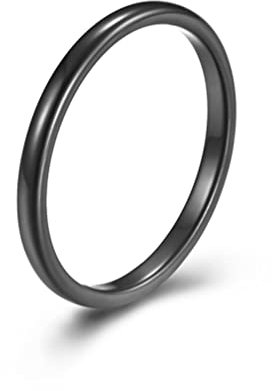 Banemi Ring Schmuck Vintage, Herren Schmuck Antrazit Wolfram Stahl 2mm Schwarz Freundgeschenke von der Freundin Größe 54 (17.2)