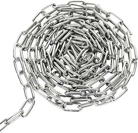 MIVIDE 3M Metal Chain, Heavy Duty Chain, 3mm Galvanised Chain Link for Fence Gate, Garage Doors, Swing Chain and Bicycle Security Lock