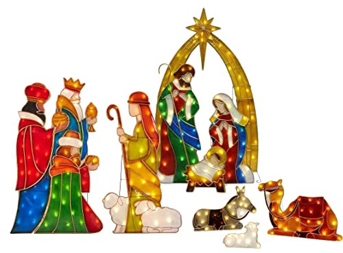 Duendhd Krippe Schafe Acryl Draussen Rasen Dekoration Bodeneinsatz Dekoration