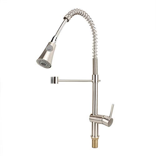 SYH&AQYE Wasserhahn Pull Down Küchenarmatur mit Brause 360° schwenkbar Mischbatterie Spiralfeder Armatur Spültischarmatur Spiralfederarmatur Gebürsteter Küchenspüle Wasserhahn(G1/2)