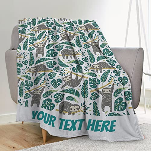 Individuelle Decke, personalisierbare Geschenke für Frauen und Mädchen, 101,6 x 76,2 cm, individuelle Decken mit Namen, personalisierte Decke für Baby, Kinder, Erwachsene, weiche Faultierdecke,
